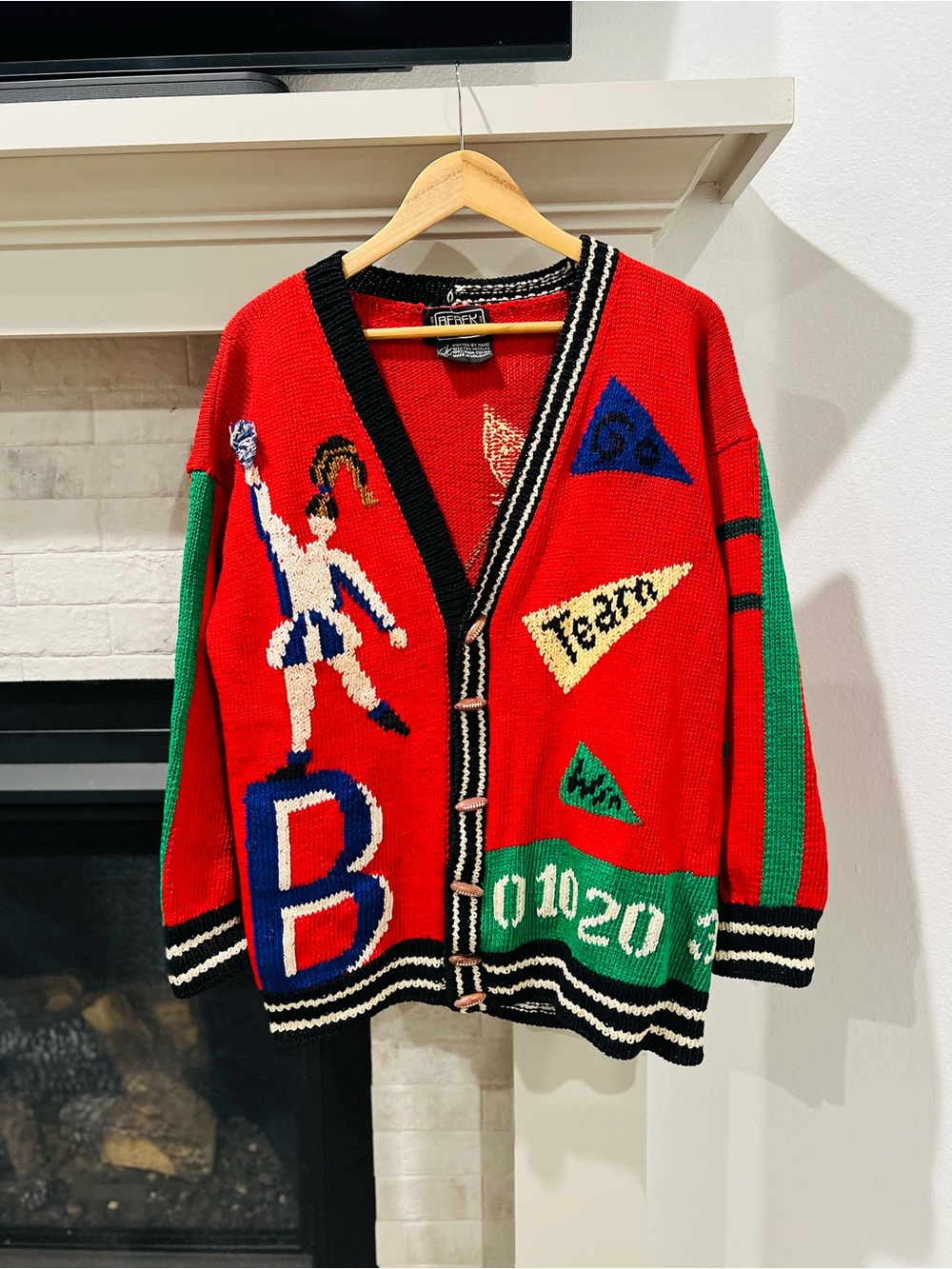 Vintage Berek Football Cheerleader Referee Knit Sweater